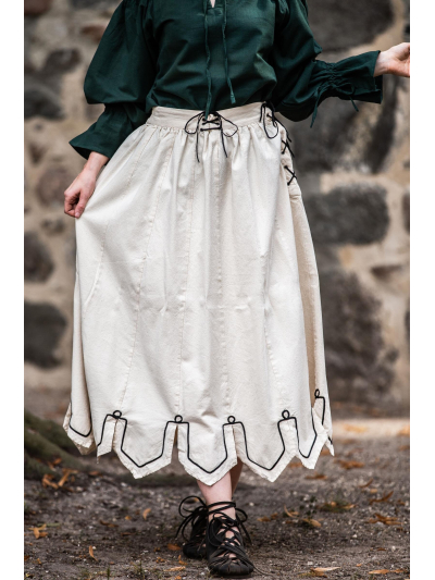 Trollfelsen Leonardo Carbone Mittelalter Gewandung Ritter Wikinger Burgfrau Magd Maid Stickerei Rock Svenja Naturfarben _11_